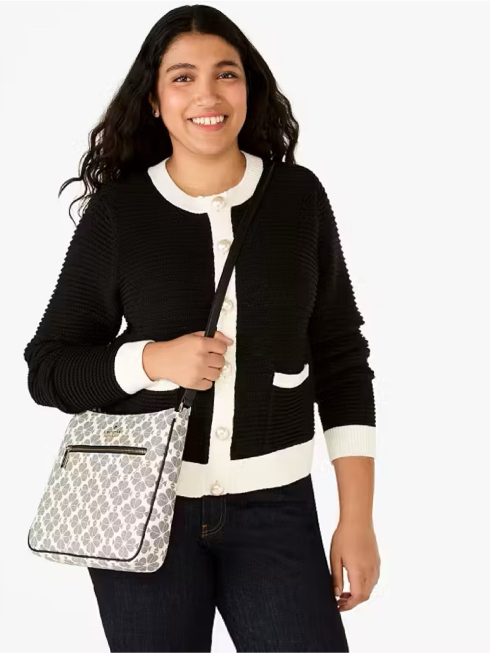 ♠️Kate Spade Flower Signature Large Swingpack Crossbody Bag, Black Multi NEW NWT - Picture 5 of 5